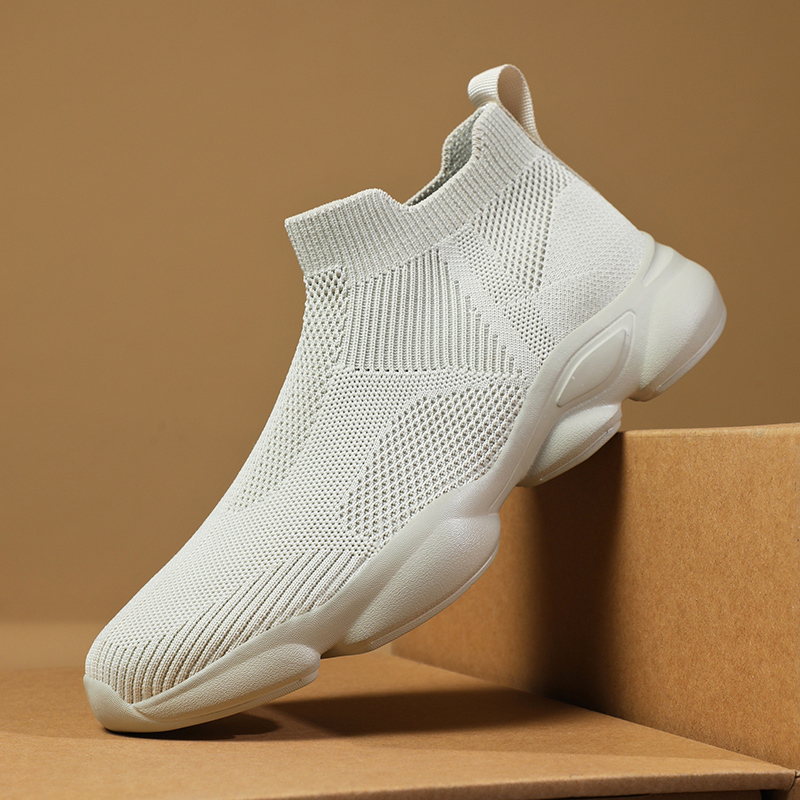 Men's Shoes with Wide Fat Feet, Size 45, 46, Slip-On Socks, 47, Lazy People, 48, Casual Sports White Shoes