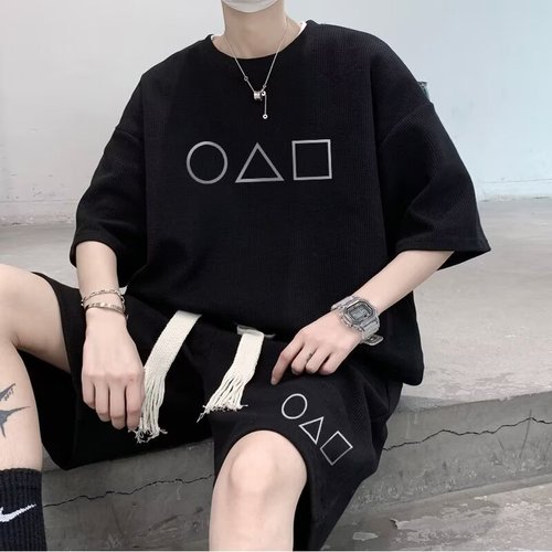 Men's Summer Sports Set Wholesale T-shirt Men's Casual Short Sleeve Shorts Youth Casual Plus Size Two Piece Set Trendy