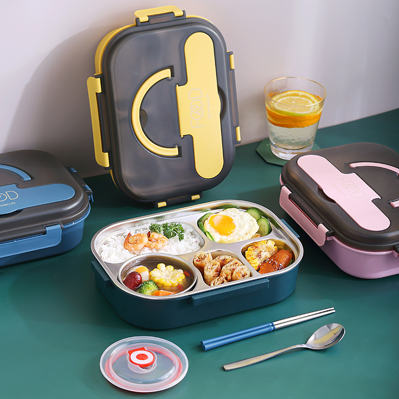 304 stainless steel insulated compartment microwave oven lunch box student portable office worker separated lunch box