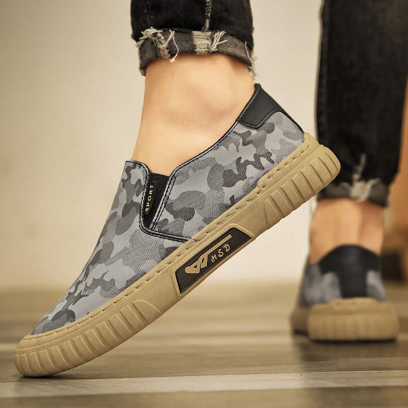 Camouflage Canvas Men's Shoes Summer New Fashion Breathable Outdoor Sports Casual Shoes Slip-on Men's Trendy Men's Shoes
