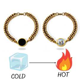 跨境欧美金属几何圆形个性风的热激活魔法手链与定制图片热卖爆款