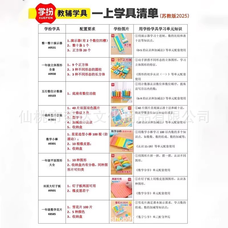 学纷2025新版苏教版一年级上册数学教具套装几何立体图形数学小棒|undefined