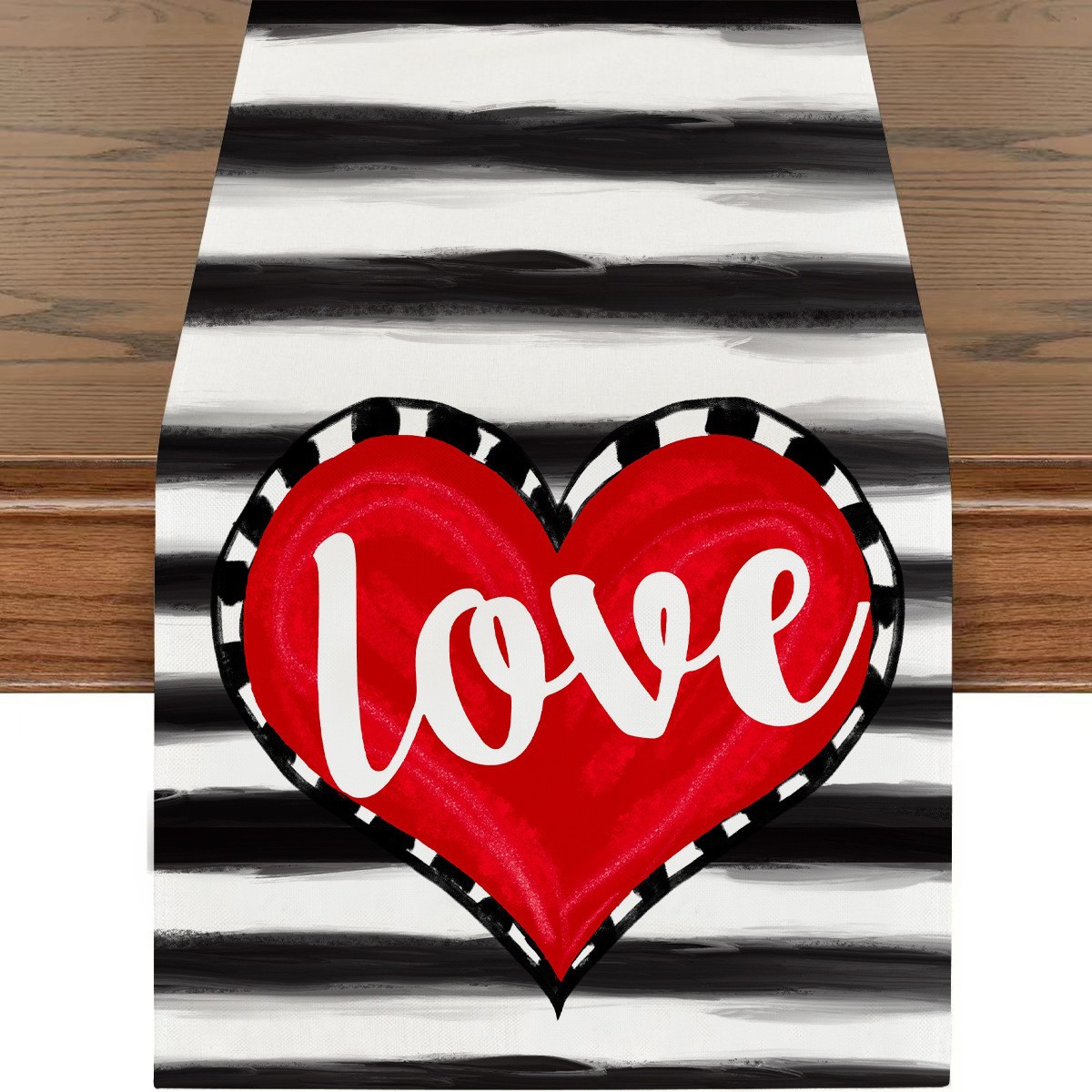 Artículos populares transfronterizos: Mantel para restaurante del Día de San Valentín, camino de mesa de lino con estampado de dibujos animados, mantel individual a prueba de polvo y resistente a las manchas, cubierta para mesa de café.