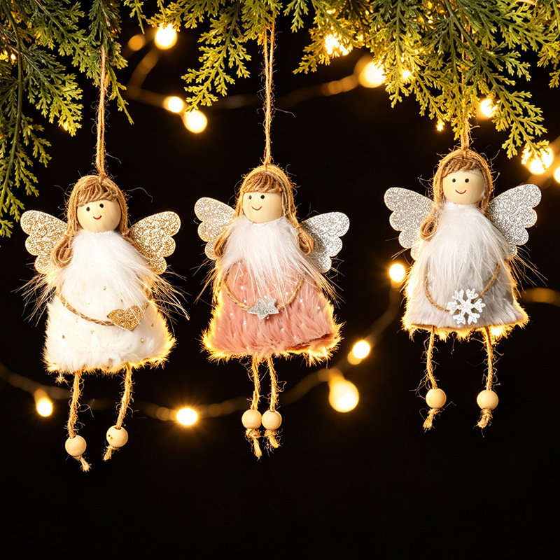 Cross-border Christmas tree pendants angel plush hanging ornaments party decoration supplies creative Christmas hanging ornaments atmosphere arrangement