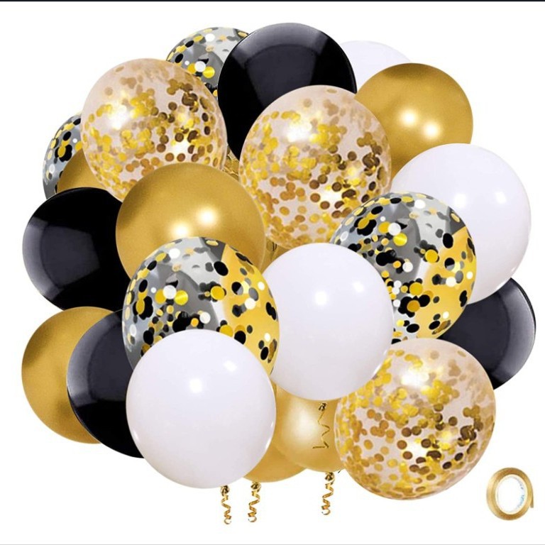 Black golden colorful white commemorative balloon