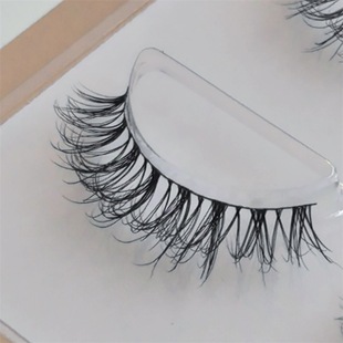 False Eyelashes One-Piece Short Style Natural Messy Curling 3D Multi-Layered Monofilament Thin Black Stem Light European and American Hair C24