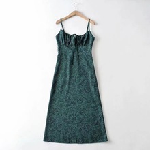 现货欧美女装女装修身小碎花吊带连衣裙   1182