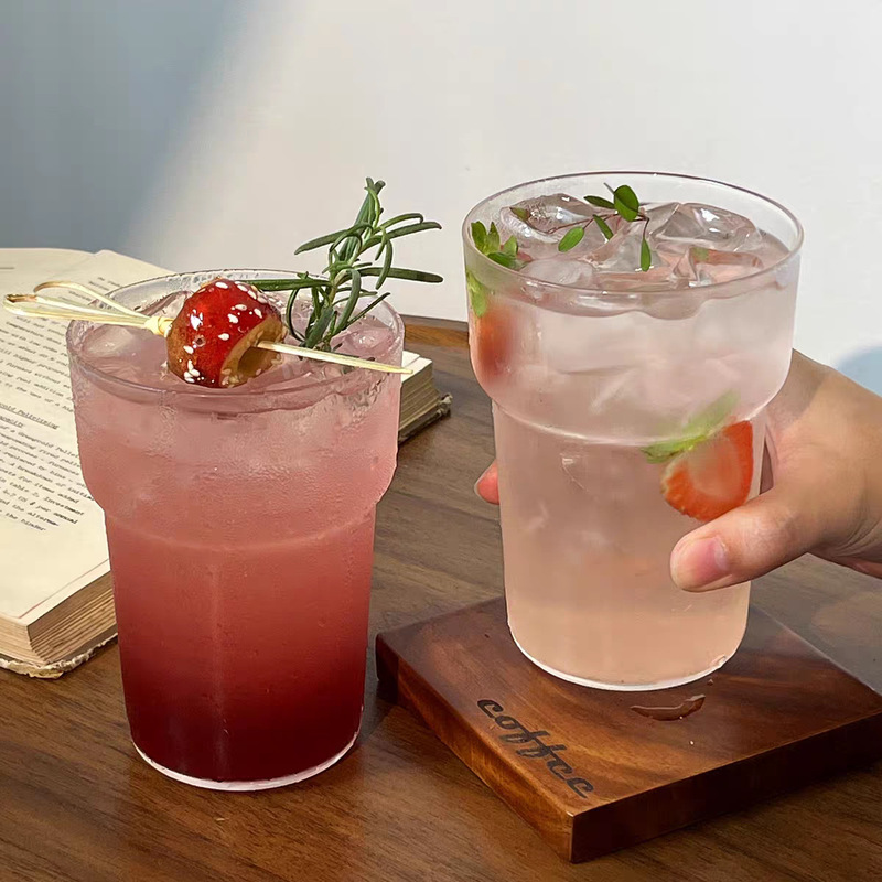 Niche Ins Simple Glass Cup High Temperature Ice American Latte Coffee Cup Bubble Water Cup Cold Drink Juice Cup