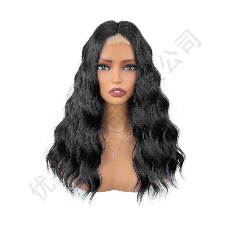 厂家批发外贸欧美跨境新款时尚小蕾丝假发中分水波纹假发头套wig|undefined