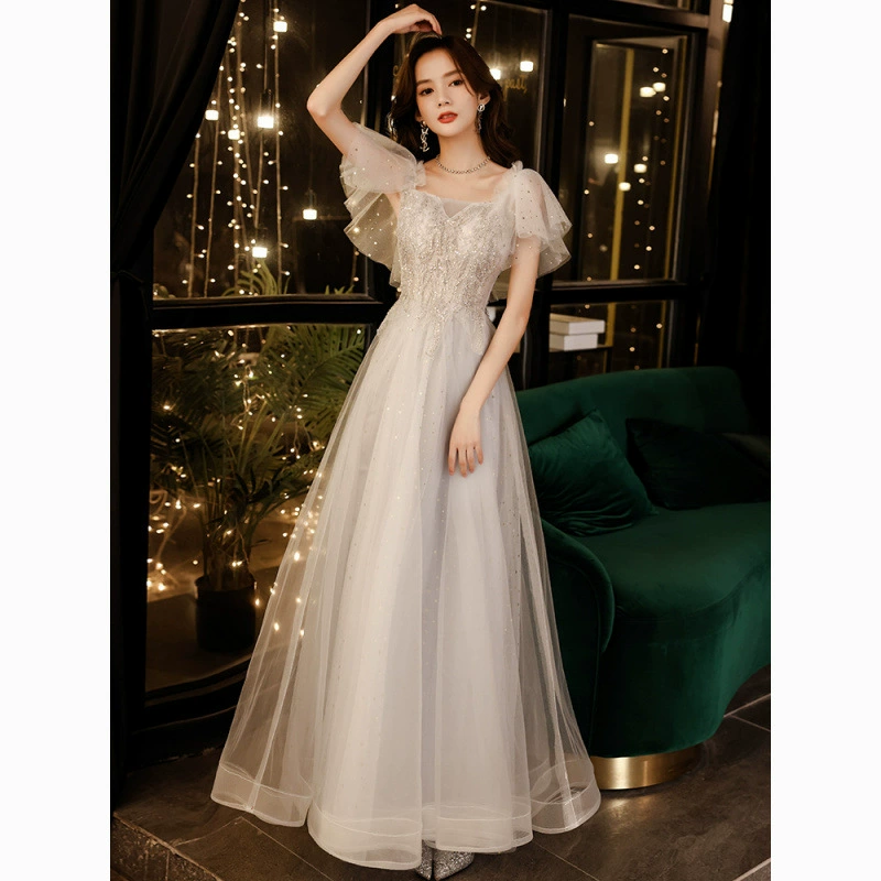 Вечернее платье с элитным ощущением, нишевым стилем, легкой роскошью, высокой модой, миниатюрного размера, на день рождения, для художественного экзамена, с открытыми плечами, для церемонии посвящения в зрелость для женщин.