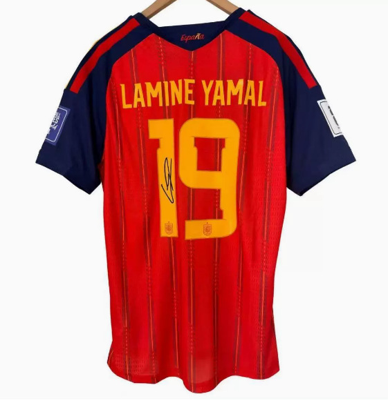 adidas x Spain National Team 2024 Lamine Yamal signed Home Jersey Better Scarlet