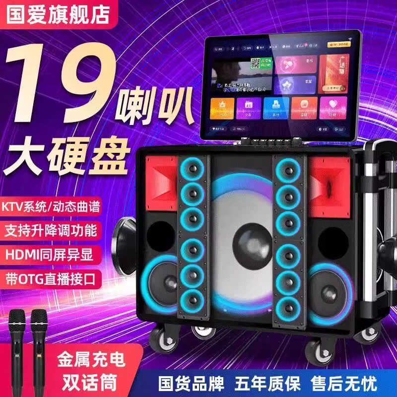 Guoai K10 オーディオ ディスプレイ付き屋外モバイルスクエアダンスホーム KTV カラオケカラオケマシンハイパワー|undefined