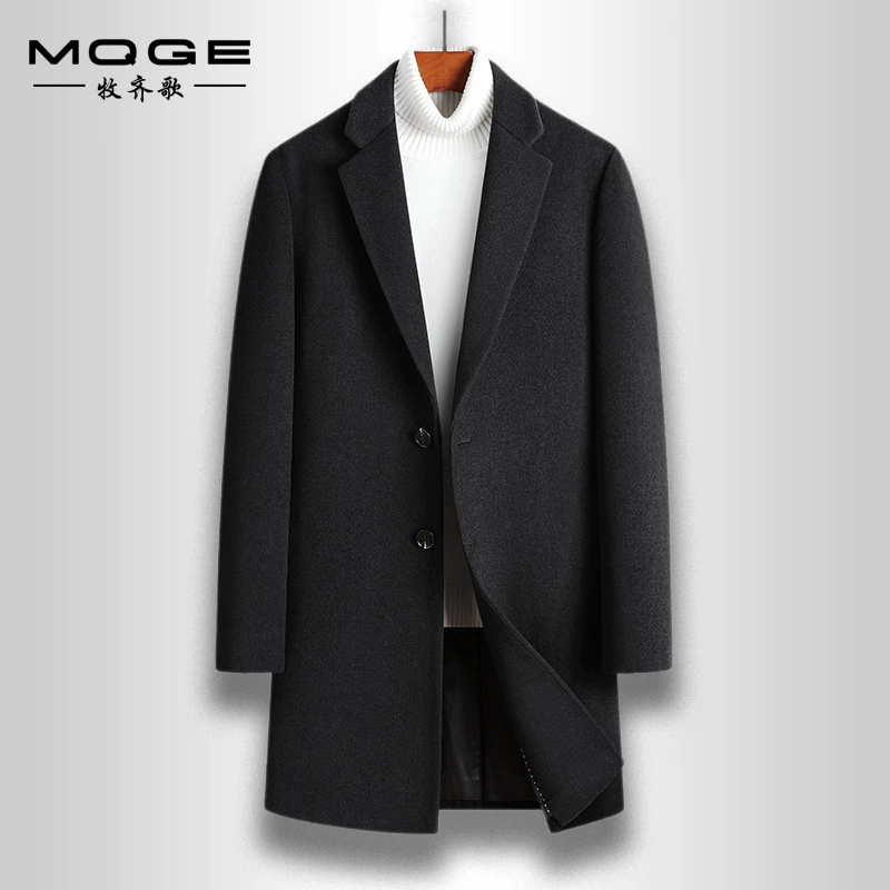 Новая мужская шерстяная куртка на осень-зиму 2025 года, средней длины, с воротником-стойкой, в корейском стиле, приталенная, мужская шерстяная куртка-пальто