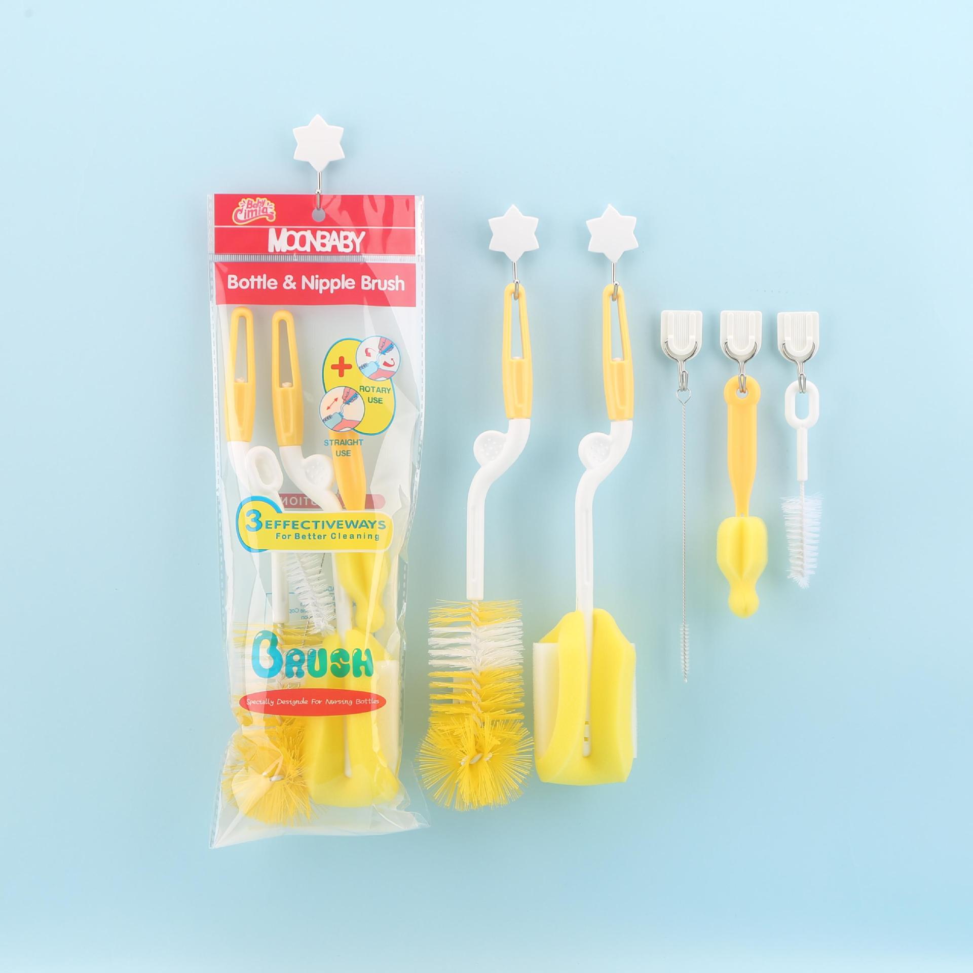 Le Ermei Juego de 5 piezas Cepillo para biberón Juego de 5 piezas Cepillo para biberón giratorio 5 en 1 Cepillo para biberón Juego de cepillo para pezones