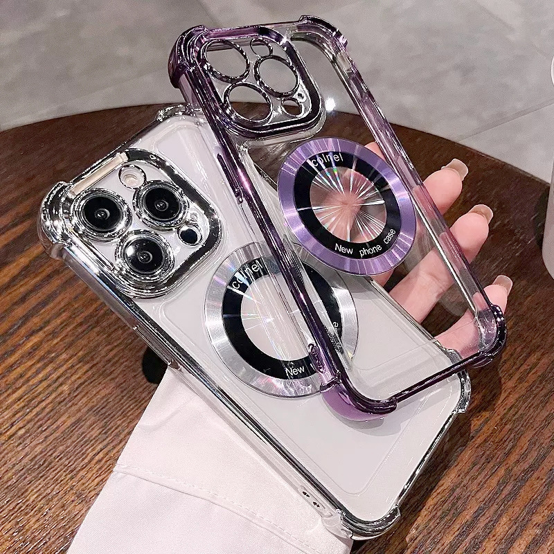 Funda Protectora para iPhone 16, con Protección Anticaídas en las Cuatro Esquinas, Carcasa Rígida Magnética con Airbag Electrochapado para Apple 15 PROMAX