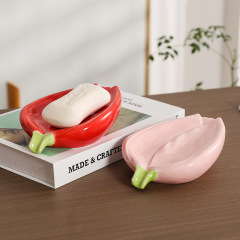 網紅鬱金香花朵肥皂盒洗漱台香皂盒可瀝水不積水陶瓷皂碟收納盒子