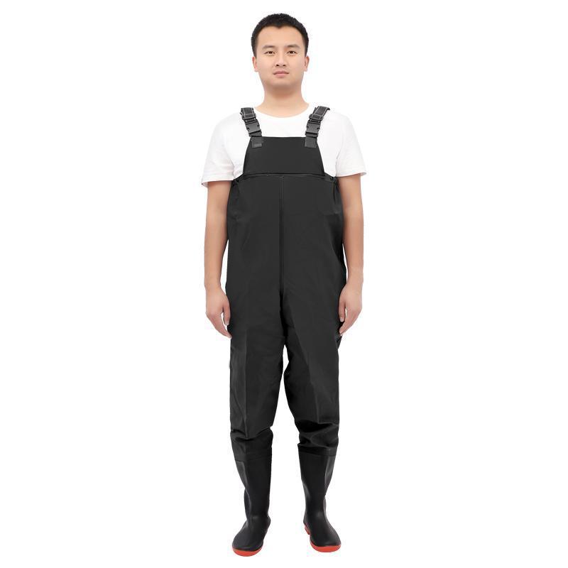 防水パンツ、リザーバーレインパンツ、レインブーツ、防水服、ウォーターシューズ、ハーフレングスワンピース、メンズレザーフォーク、魚捕り、全身厚手|undefined