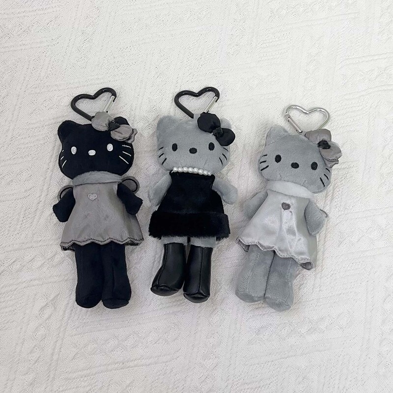Stuffed Long-Legged Nic Black Carbon Gray Angel Devil Long-Legged Kitty Cat Silver Cute Doll Pendant Good Gift