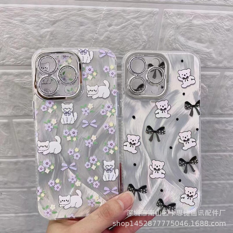 Glitter Feather Yarn Cartoon Case Suitable for Apple 17 Xr X Internet Celebrity Hot Model Electroplated Cute Phone Case with Lens Film Glitter Feather Yarn Cartoon Case Suitable for Apple 17 Xr X Internet Celebrity Hot Model Electroplated Cute Phone Case with Lens Film