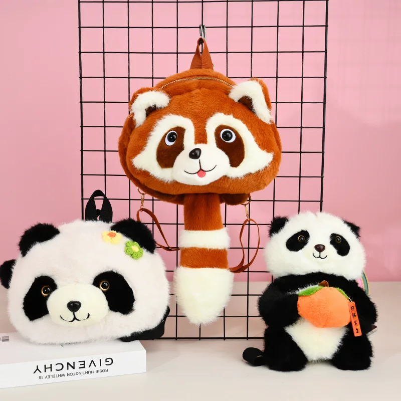 Plush backpack, cartoon card holder, doll, bag, panda