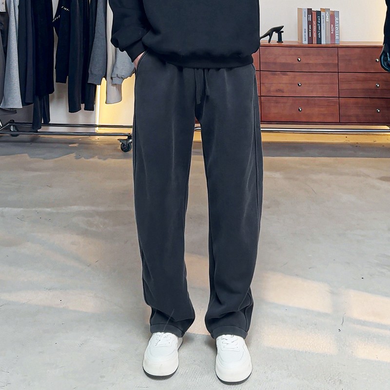 Washed Moon Rock Gray Wide-Leg Heavyweight Sweatpants Men's Pants Spring and Autumn Drape Sports Pants Men's Casual Pants Scimitar Men's Pants