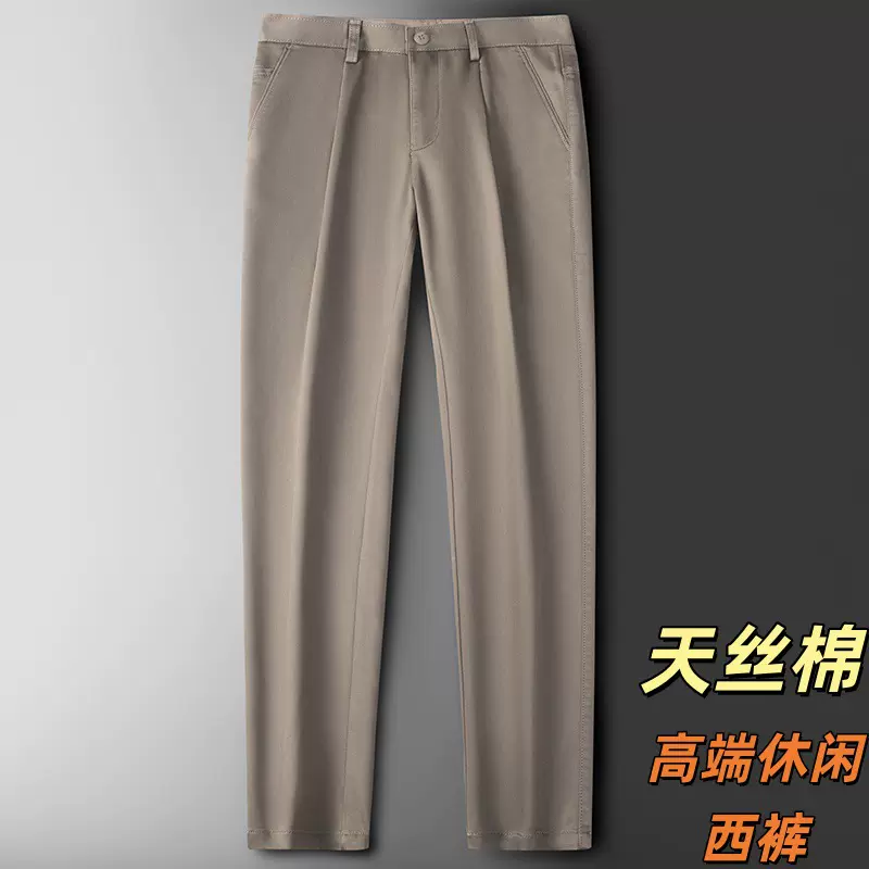 金盾天丝棉高端休闲裤男2025新款秋冬厚款裤子宽松直筒商务西裤男