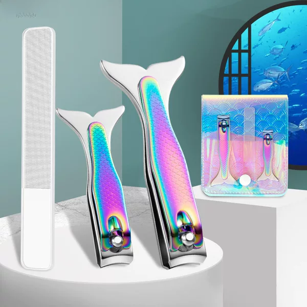 Cross mirror new nail clippers color titanium nail clippers gradient mermaid handle large nail clippers nail tools
