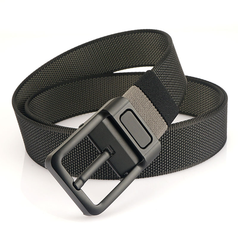 [Doble cara de doble uso] nueva hebilla giratoria cinturón de nylon de dos colores para jóvenes y de mediana edad casual cinturón de pantalones de lona de todos los partidos