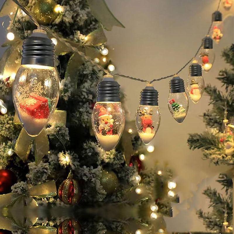 圣诞节布置ed灯串彩灯创意卡通雪人麋鹿装饰品圣诞树挂件灯泡串灯