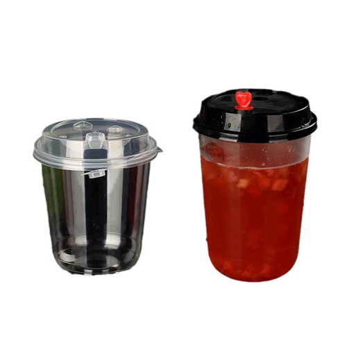 Disposable transparent PET plastic cold drink cup oatmeal yogurt cup blueberry yogurt cup double skin milk salad cup 1000