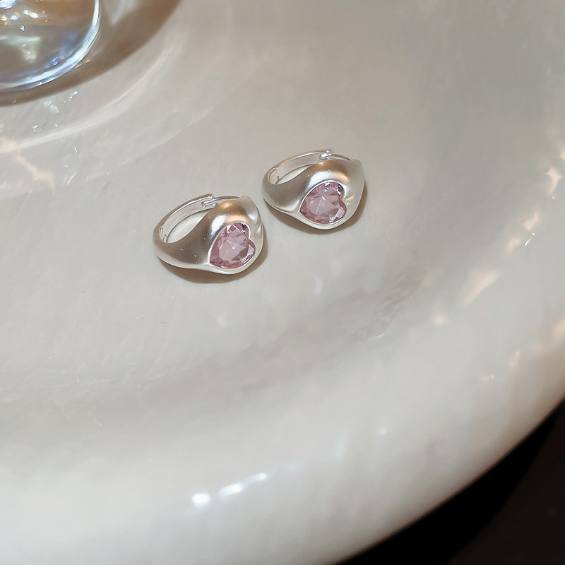 Simple Style Heart Shape Copper Plating Zircon Earrings 1 Pair