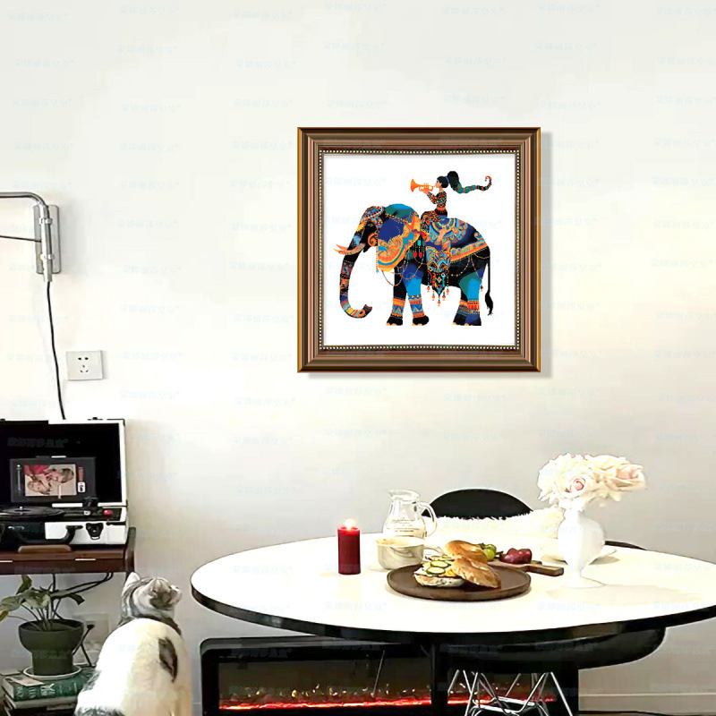 Mona Lisa Real bordado cruzado nuevo elefante lindo animal estilo nacional sala de estar decoración de entrada bordado a mano