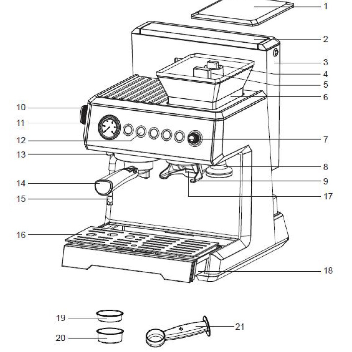 Máquina todo en uno de molienda y concentrado transfronterizo tres en uno Máquina de café espresso semiautomática para uso doméstico y comercial con frijoles molidos