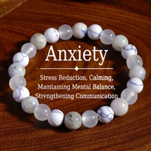 跨境热销简约款天然石灰闪光石8mm女士波西米亚风汉白玉手串批发