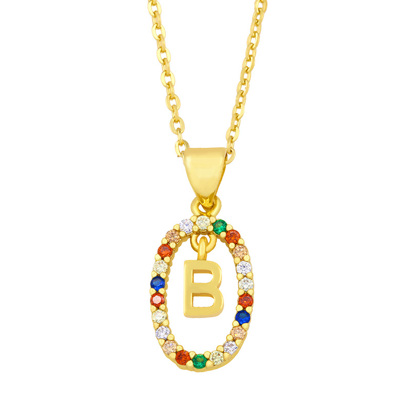 Cross-border New Arrival Ornament Micro-inlaid Colorful Zircon Personalized Hip Hop 26 English Letters Pendant Necklace Female Nkw62 display picture 25
