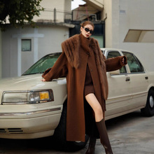 2025秋冬季 羊毛双面呢羊绒呢子大衣超大狐狸毛领皮草中长款女