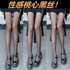 G19不  爱心白丝袜春夏薄款甜美蝴蝶结白色连裤袜洛丽塔圆波点黑