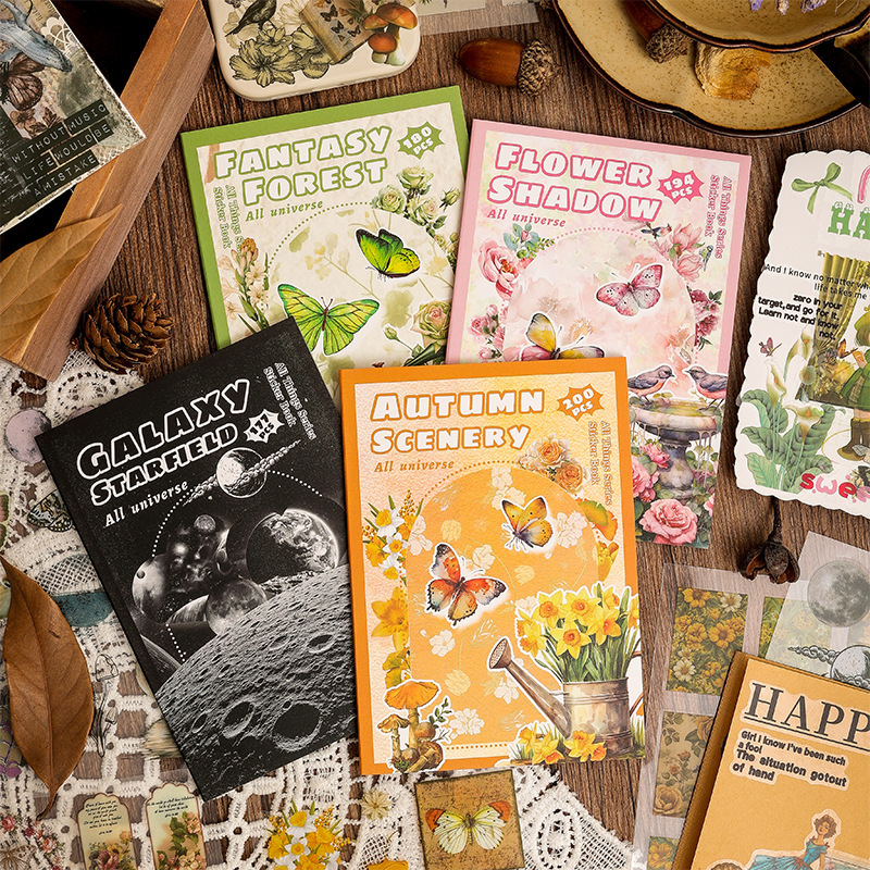 Yuezhen Senluo Creative Sticker Cutting Film Sticker Book Cross-Border Sticker Material Handbook Pet Retro Sticker Book