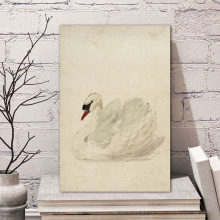 中式古典风手绘天鹅装饰画客厅卧室背景墙壁画民宿墙画书房无框画