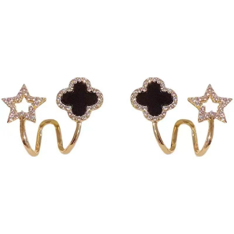 Серебряная игла, милые серьги, образец серебра 925, четырехлистный клевер