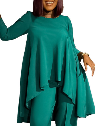 C8615 New Summer Women's Fashion Elegant Loose Plus Size Asymmetrical African Top