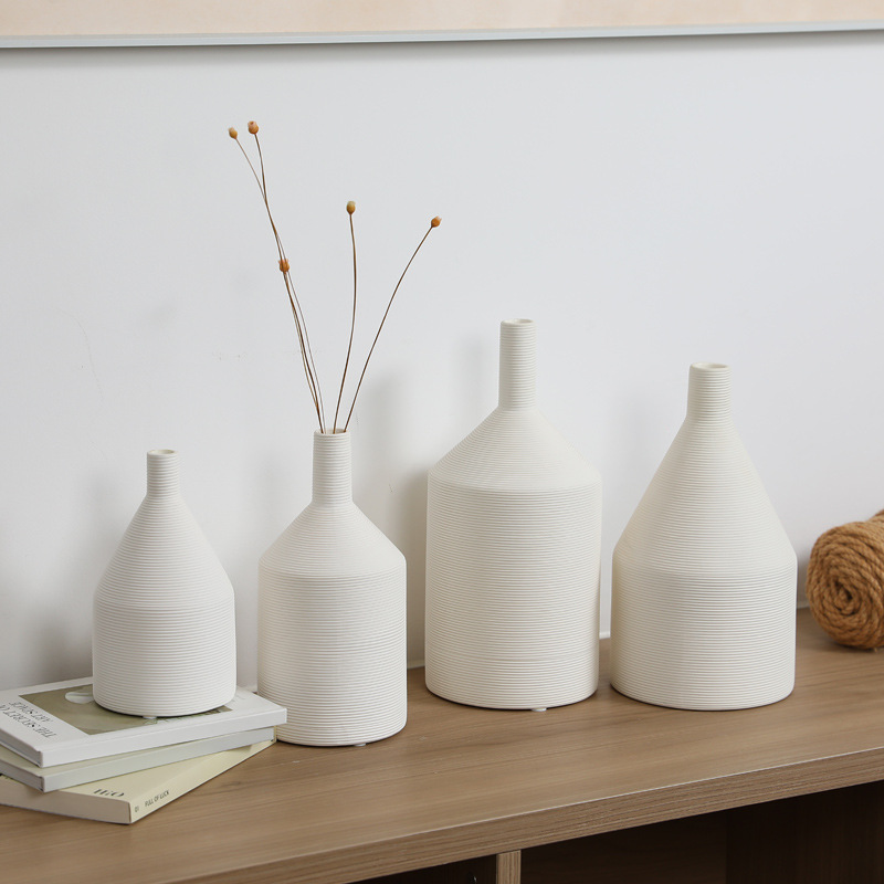 Florero de cerámica blanca ins estilo decoración de flores secas arreglo floral creativo moderno minimalista hogar sala de estar decoración al por mayor