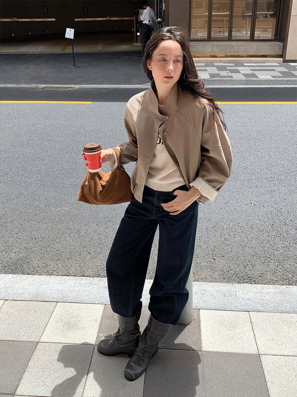 MOXI十三行女装2025秋季新款韩系上衣休闲立领短款夹克风衣外套女|undefined