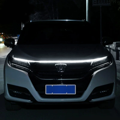 Hot-selling modified through daytime running light cover lamp led car super bright light guide strip magic color Machine cover atmosphere lamp (İşçi projektorları) - 15-m-white-light-always-bright