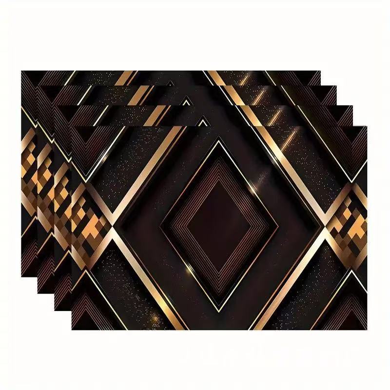 Nuevo poliéster cáñamo temu venta caliente oro negro mármol mantel moderno arte flor mantel restaurante decoración de la cocina