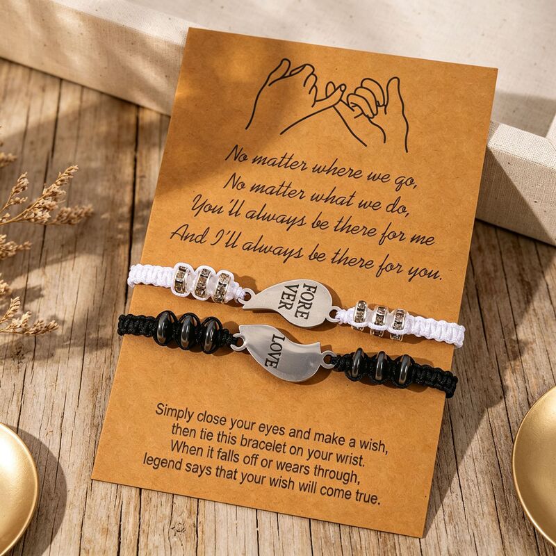 Cross-border new stainless steel heart-shaped link bracelet with engraved lettering, adjustable, comes with a card, perfect as a small friendship gift, wholesale available