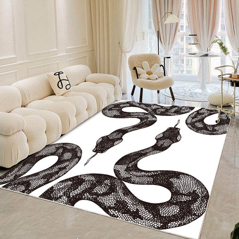 Cross-border modern fashion wild sexy luxury snake black and white gray living room bedroom carpet floor mat