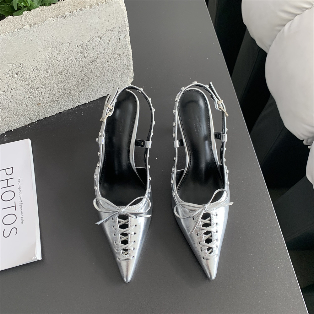2024 New Spring Shoes European and American Pointed Toe Thin Heels Shallow Mouth Fashion Thin Front Straps and Back Vacuum Sandals_voghion.com