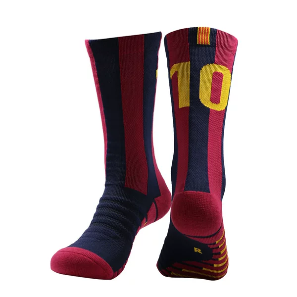 World Cup Football Socks, Non-Slip, Shock-Absorbing, Thickened Towel Bottom, Mid-Calf Socks, Digital Team Youth Sports Socks