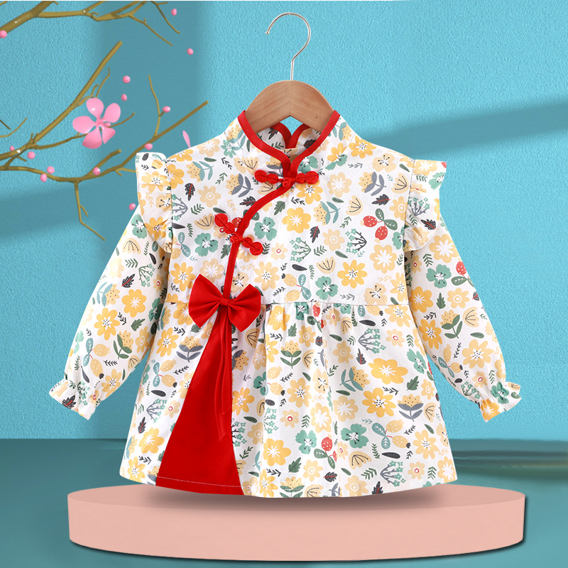 Baby Overalls Pure Cotton Outerwear Stylish Waterproof Stain-Resistant Spring and Autumn Princess Style Children's Eating Apron with Button Overalls